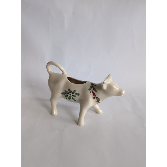 Lenox Cow Creamer Christmas Holiday Server Holly - Picture 3 of 5